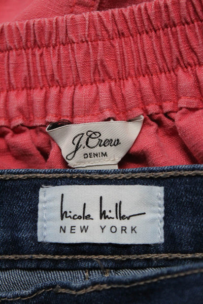 J Crew Nicole Miller Womens Jeans Red Linen High Rise Pants Size S 6 lot 2