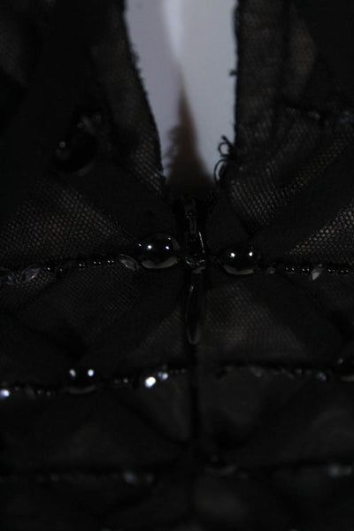 Aidan Mattox Womens Beaded Sleeveless Body Con Dress Black Size 2