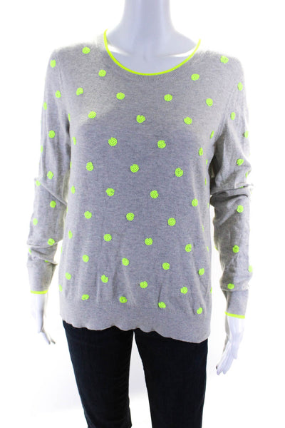 Boden Womens Cotton Sequined Spotted Textured Long Sleeve Sweater Gray Size M