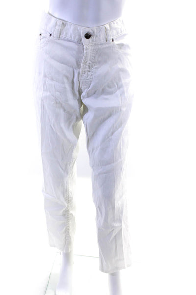 Ralph Lauren Purple Label Womens Buttoned Straight Leg Pants White Size EUR34