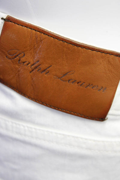 Ralph Lauren Purple Label Womens Buttoned Straight Leg Pants White Size EUR34