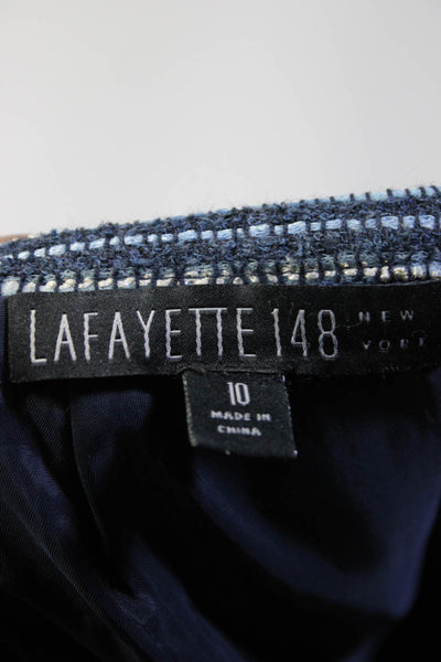 Lafayette 148 New York Womens Boucle Pencil Skirt Blue Cotton Size 10