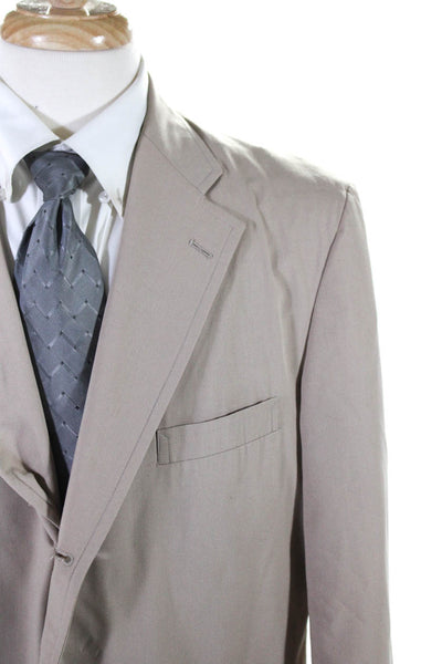 Brooks Brothers Mens Cotton Three Button Split Hem Blazer Jacket Beige Size 42