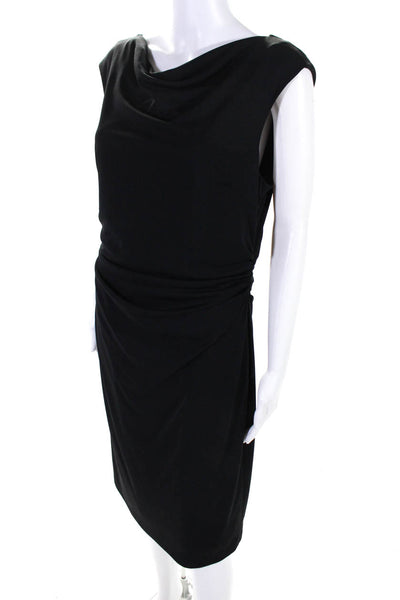 David Meister Womens Sleeveless Ruched Body Con Dress Black Size 12