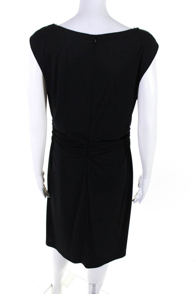 David Meister Womens Sleeveless Ruched Body Con Dress Black Size 12