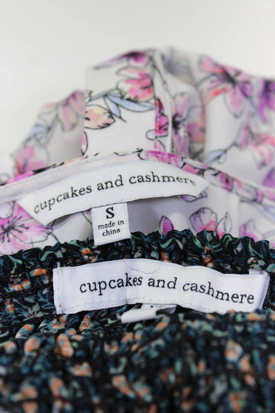 Cupcakes And Cashmere Womens Flora Print Tops Size Small Extra Small Lot 2