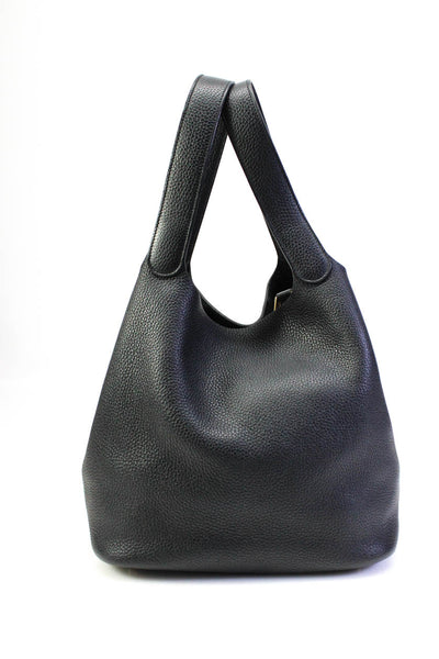 Hermes Womens Taurillon Clemence Picotin Lock 22 MM Handbag Black Leather