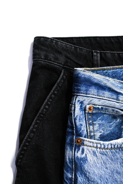 Zara Womens Wide Leg Cargo Slim Straight Jeans Black Blue Size 4 8 Lot 2