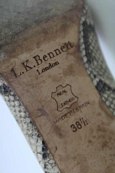 L.K. Bennett Womens Stiletto Snake Embossed Pumps Brown Leather Size 38.5
