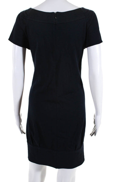 Searle Womens Back Zip Short Sleeve Scoop Neck Dress Navy Blue Size 10