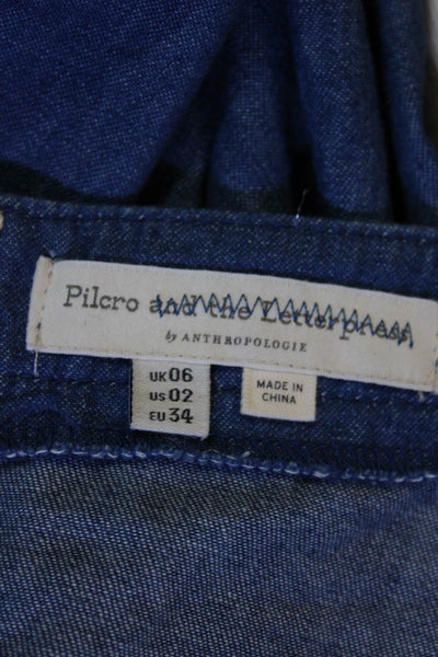 Pilcro and the Letterpress Anthropologie Womens Denim A Line Skirt Blue Size 2