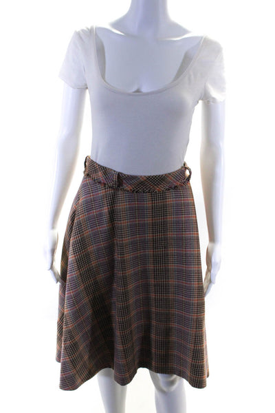 Odille Anthropologie Womens Plaid A Line Skirt Multi Colored Size 2