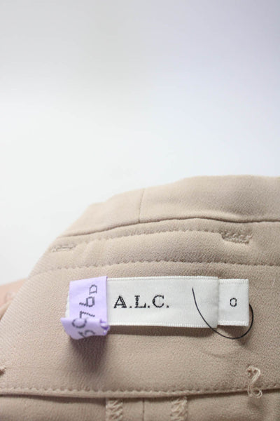 ALC Womens Mid Rise Paper Bag Waist Crop Straight Leg Pants Beige Size 0