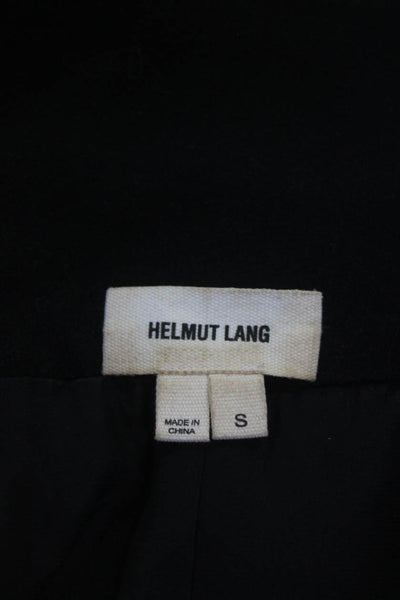 Helmut Lang Womens Front Zip Belted Trim Collared Jacket Black Wool Size Small