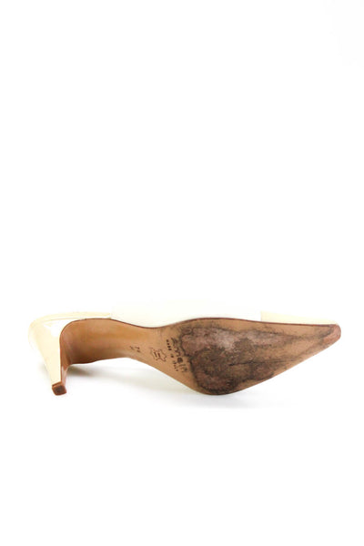 Amalfi Womens White Leather Cap Toe High Heel Slingbacks Shoes Size 7.5M