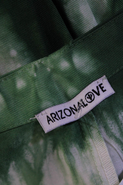 Arizona Love Womens Tie Dye V Neck Midi A Line Shirt Dress Green White Size 2