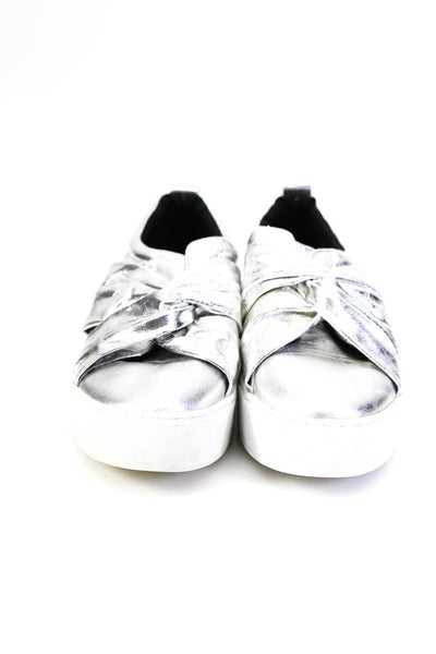 Rebecca Minkoff Womens Silver Knot Front Platform Fashion Sneakers Shoes Size 8