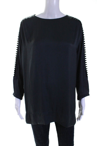 IRO Women's Satin Long Sleeve Cut Out Blouse Gray Size FR.34