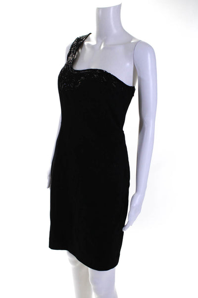 Roberto Cavalli Women's Embellished One Shoulder Mini Dress Black Size 42