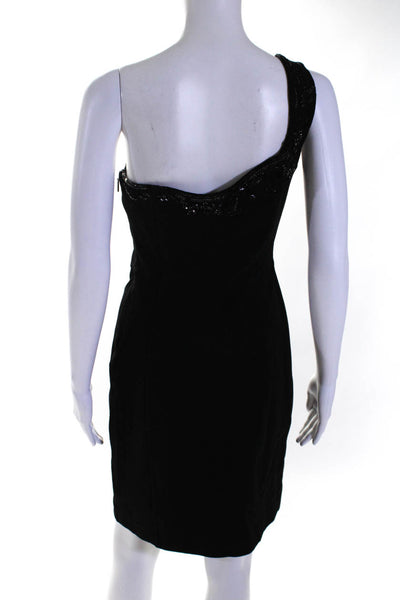 Roberto Cavalli Women's Embellished One Shoulder Mini Dress Black Size 42