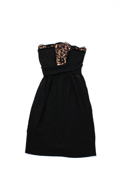Alberta Ferretti Women's Strapless Lace Pencil Mini Dress Black Size 4