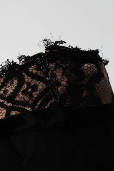 Alberta Ferretti Women's Strapless Lace Pencil Mini Dress Black Size 4