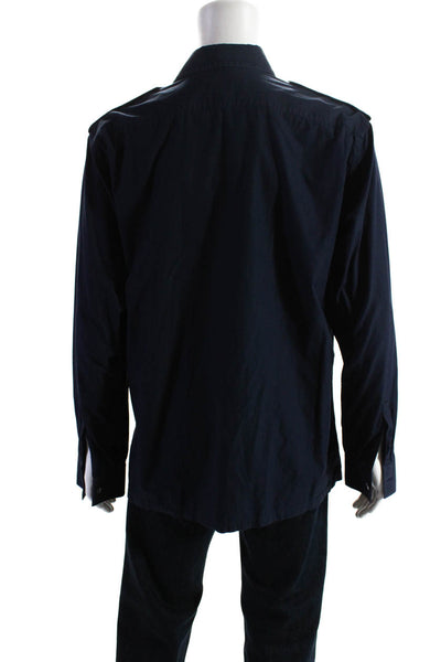 Michael Kors Men's Cotton Long Sleeve Button Down Shirt Navy Size XL