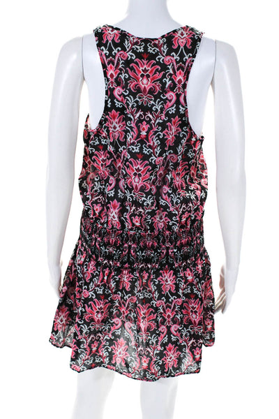 Kate Spade Womens Cotton Floral Ruched Drop Waist Sleeveless Dress Pink Size S