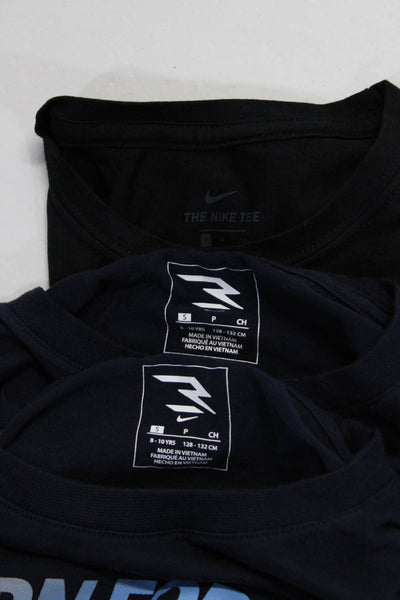 Nike 3 Brand Boys Graphic Print T-Shirts Tops Black Navy Blue Size S Lot 3