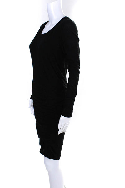 Etoile Isabel Marant Womens Long Sleeve Ruched Dress Black Cotton Size Medium