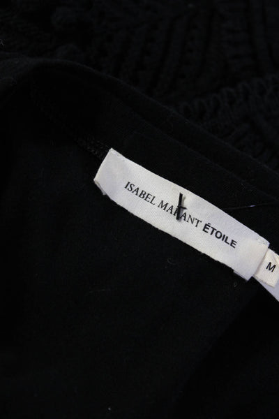 Etoile Isabel Marant Womens Long Sleeve Ruched Dress Black Cotton Size Medium