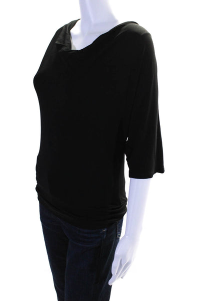 Michael Kors Women's Short Sleeve Cowl Neck Blouse Black Size XS