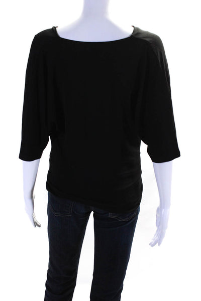 Michael Kors Women's Short Sleeve Cowl Neck Blouse Black Size XS