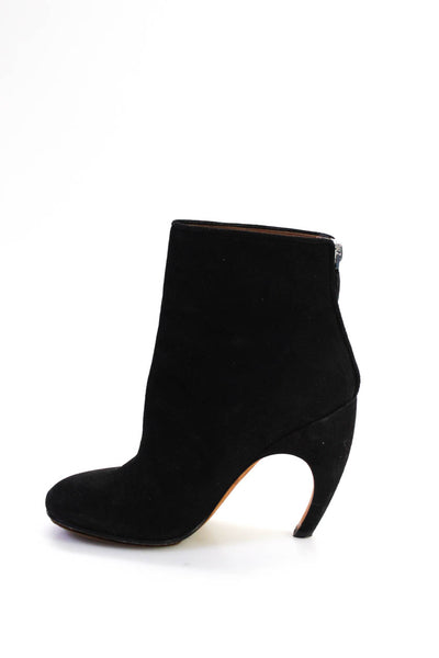 Givenchy Women's Suede Round Toe Stiletto Heel Ankle Boots Black Size 35