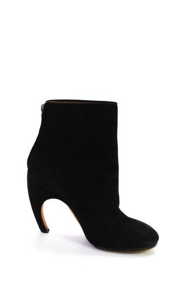 Givenchy Women's Suede Round Toe Stiletto Heel Ankle Boots Black Size 35