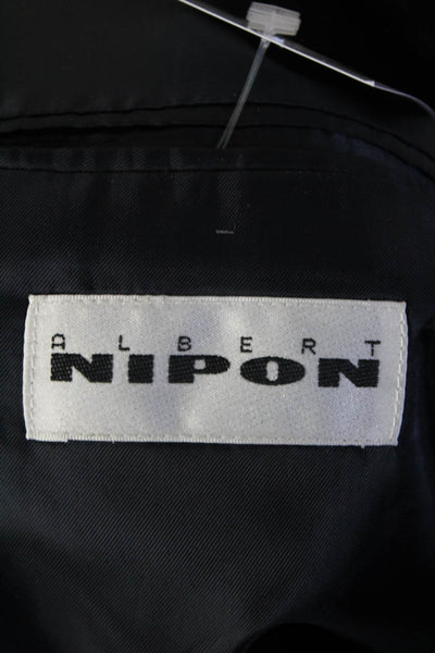 Albert Nipon Mens Pinstriped Blazer Navy Blue Size 42 Regular