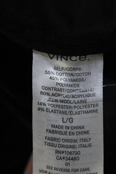 Vince Womens Full Zipper Bomber Jacket Black Cotton Size Large