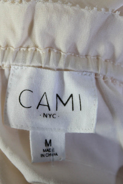 Cami NYC Womens Off Shoulder Long Sleeve Silk Shirt White Size Medium
