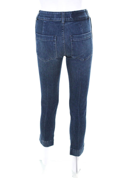 Amo  Women's High Waisted Button Up Denim Bootcut Jeans Blue Size 23