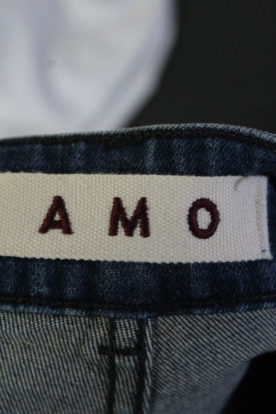 Amo  Women's High Waisted Button Up Denim Bootcut Jeans Blue Size 23