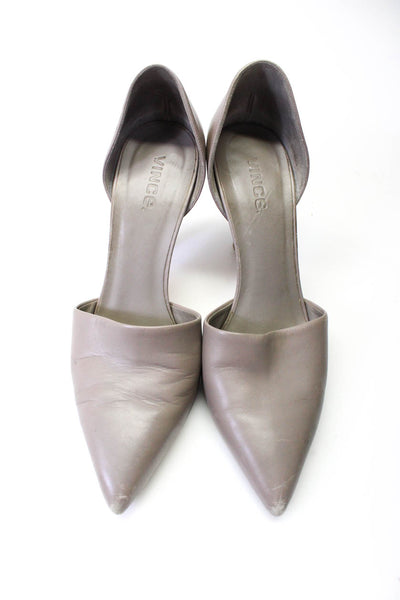 Vince Womens Leather D'Orsay Pointed Toe Stiletto High Heels Taupe Size 8