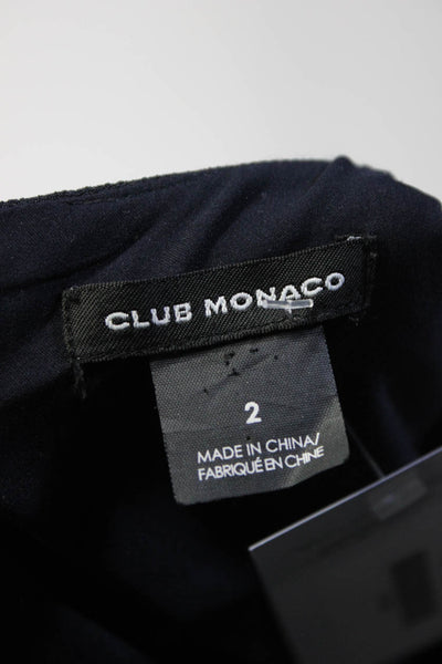 Club Monaco Womens Round Neck Flared 3/4 Sleeved Shift Dress Navy Blue Size 2