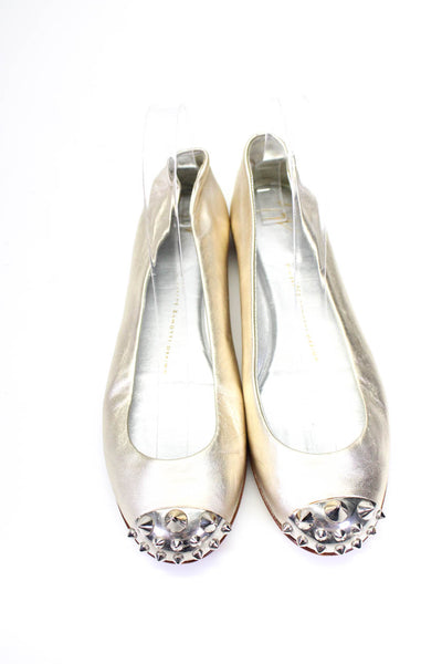 Giuseppe Zanotti Design Women's Round Toe Studded Slip On Flats Gold Size 7