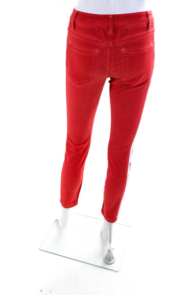 Closed Womens High Rise Painted Side Stripe Skinny Jeans Red White Size 25