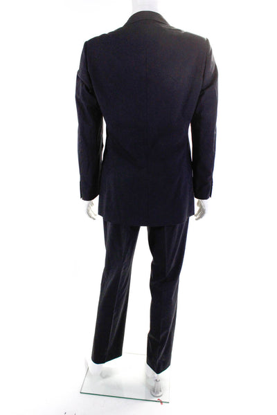 Mario Valentino Mens Black Wool Two Button Blazer Matching Pants Set Size 48R