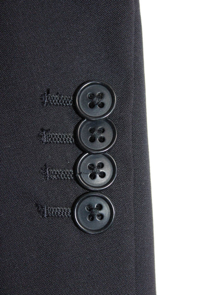 Mario Valentino Mens Black Wool Two Button Blazer Matching Pants Set Size 48R