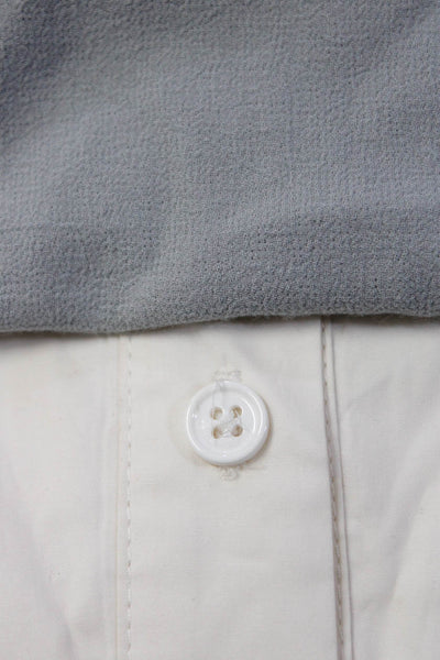 Carven Vince Womens Cotton Buttoned Short Sleeve Tops White Size EUR42 M Lot 2