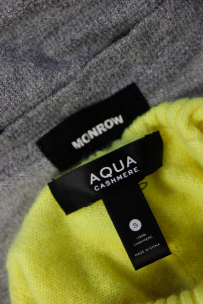 Monrow Aqua Cashmere Womens Striped V-Neck Long Sleeve Sweaters Gray S M Lot 2