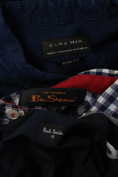 Ben Sherman Paul Smith Zara Mens Striped Buttoned Tops Blue Size PS S M Lot 3
