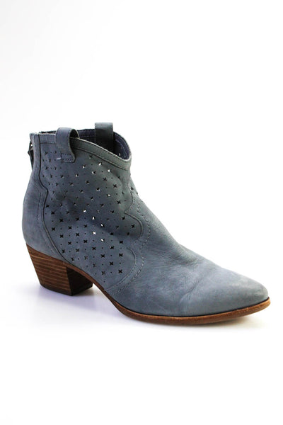 Sam Edelman Womens Laser Cut Leather Almond Toe Ankle Boots Gray Size 9.5